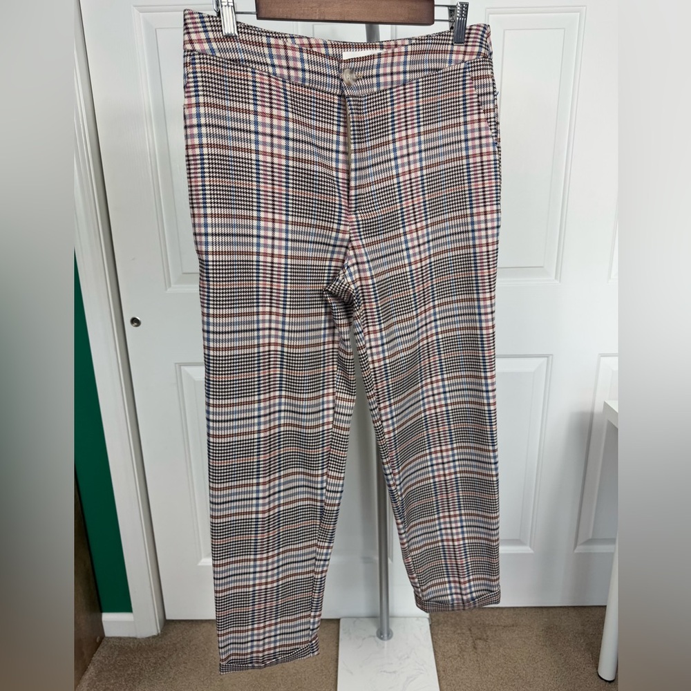 By Anthropologie Womens Sz 6 Malcolm Plaid Tapered Cuffed Ankle Trousers Pants